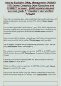ntro to Explosive Safety Management &lpar;AMMO  107&rpar; Exam&vert; Complete Exam Questions and  CORRECT Answers&vert; &lpar;2025 update&rpar; Assured  success&vert; grade A&plus; Questions and Verified  Answers 
