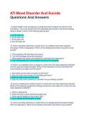 ATI Mood Disorder And Suicide Questions And Answers