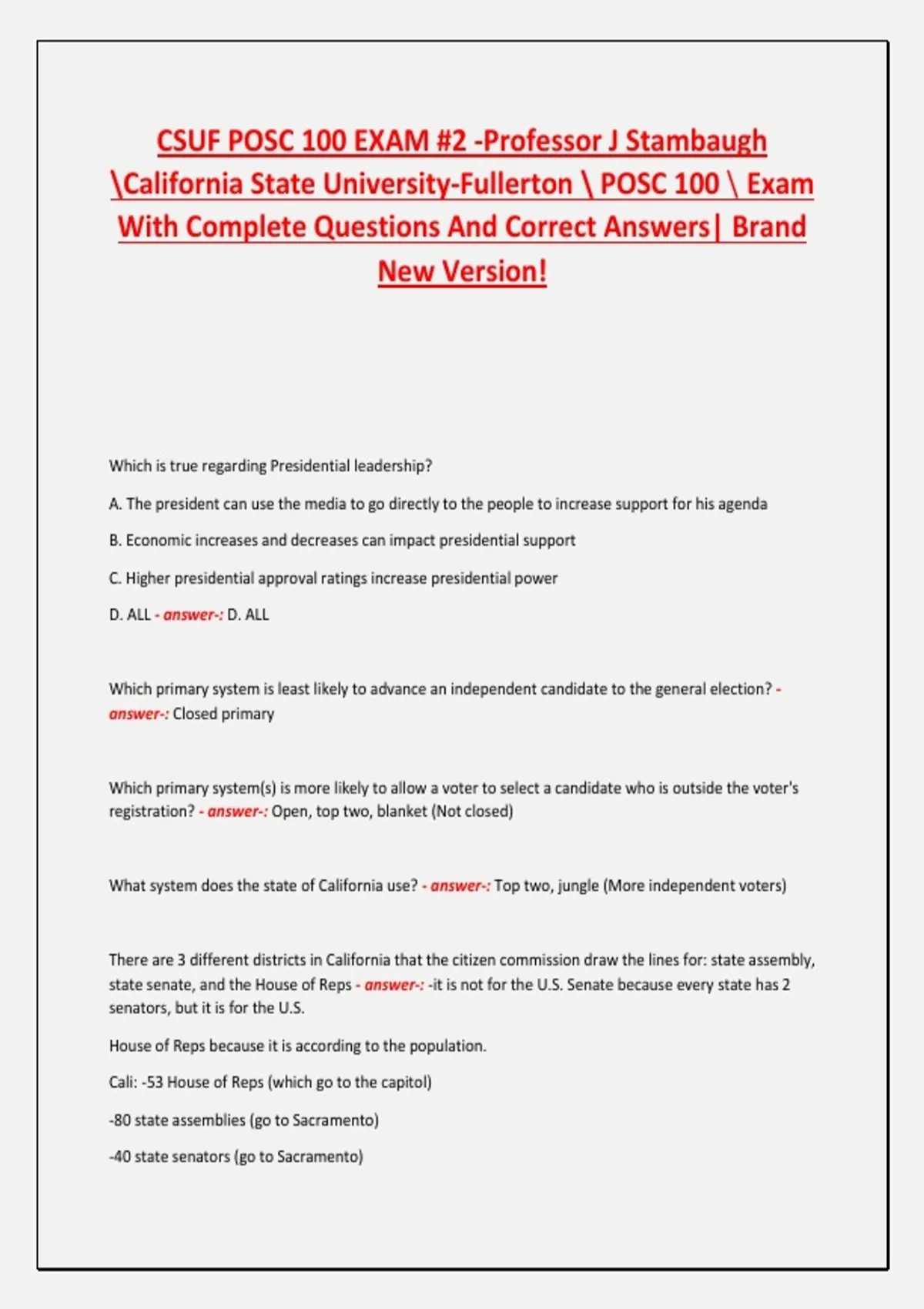 CSU Life 201B Exam 1 Exam With Complete Questions And Correct Answers ...