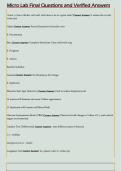 Micro Lab Final Questions and Verified Answers 