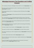 Mississippi Insurance Test Questions and Verified  Answers