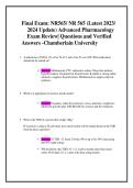 Final Exam&colon; NR565&sol; NR 565 &lpar;Latest 2023&sol;  2024 Update&rpar; Advanced Pharmacology  Exam Review&vert; Questions and Verified  Answers -Chamberlain University 