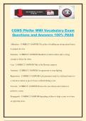 CGMS Pfeifer WWI Vocabulary Exam Questions and Answers 100&percnt; PASS