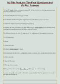 NJ Title Producer Title Final Questions and  Verified Answers