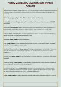 Notary Vocabulary Questions and Verified  Answers 