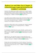 Business Law and Ethics Test 4 Chapter 23  UPDATED Study Guide QUESTIONSAND  CORRECT ANSWSER 