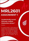 MRL2601 ASSIGNMENT 1 SEMESTER 1 2026 &ast;COMPLETE ANSWERS&ast; DUE DATE 6 MARCH 2026 &lpar;BEST ANSWERS FOR THIS ASSIGNMENT&rpar;