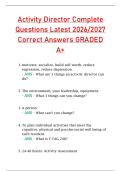 Activity Director Complete  Questions Latest 2026&sol;2027  Correct Answers GRADED  A&plus;