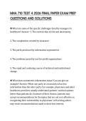 MHA 710 TEST 4 2026 FINAL PAPER EXAM PREP QUESTIONS AND SOLUTIONS