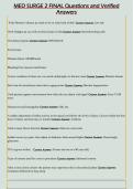 MED SURGE 2 FINAL Questions and Verified  Answers