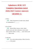 Upholstery IICRC UFT  Complete Questions Latest  2026&sol;2027 Correct Answers  GRADED A&plus; 