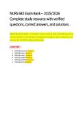 NURS 682 Advanced Practice Nursing&colon; Family Health I Test Bank &vert; Verified Questions and Answers