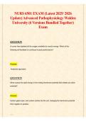 NURS 6501 Exam 2025&ndash;2026 Update &vert; Advanced Pathophysiology Test Bank Walden University &lpar;6 Versions&rpar; &vert; Verified Questions and Answers