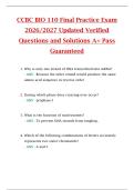 CCBC BIO 110 Final Practice Exam  2026&sol;2027 Updated Verified  Questions and Solutions A&plus; Pass  Guaranteed 