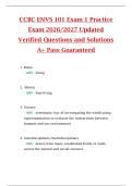 CCBC ENVS 101 Exam 1 Practice  Exam 2026&sol;2027 Updated  Verified Questions and Solutions  A&plus; Pass Guaranteed