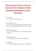 CCBC Nursing 129 Exam 1 Practice  Exam 2026&sol;2027 Updated Verified  Questions and Solutions A&plus; Pass  Guaranteed