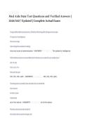 Med Aide State Test Questions and Verified Answers &vert; 2026&sol;2027 Updated &vert; Complete Actual Exam 