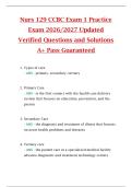 Nurs 129 CCBC Exam 1 Practice  Exam 2026&sol;2027 Updated  Verified Questions and Solutions  A&plus; Pass Guaranteed