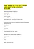 BIOC 384 FINAL EXAM QUESTIONS WITH COMPLETE SOLUTION 2025&sol;2026 