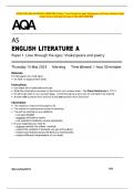 ACTUAL 2025 AQA AS ENGLISH LITERATURE A Paper 1 Love Through the Ages&colon; Shakespeare and Poetry Question Paper  & Mark Scheme &lpar;Merged&rpar; Thursday 15 May 2025 &lbrack;VERIFIED&rsqb; 
