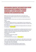 HESI MENTAL HEALTH &vert; ACCURATE REAL EXAM QUESTIONS WITH CORRECT DETAILED ANSWERS &vert; LATEST UPDATE &vert; EXPERT VERIFIED FOR GUARANTEED PASS