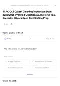 IICRC CCT Carpet Cleaning Technician Exam 2025&sol;2026 &vert;  Verified Questions & Answers &vert; Real Scenarios &vert; Guaranteed Certification Prep