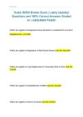 Dubai RERA Broker Exam &vert; Lately Updated Questions with 100&percnt; Correct Answers &vert; Graded A&plus; 2026&sol;2027
