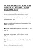 MICHIGAN BOILER INSTALLER 2B FINAL EXAM PAPER 2026 TEST PAPER QUESTIONS AND COMPLETE SOLUTIONS