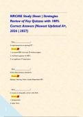 NRCME Study Sheet &vert; Strategies Review of Key Quizzes with 100&percnt; Correct Answers &lpar;Newest Updated A&plus;&comma; 2026 &vert; 2027&rpar;     