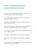 NURS 753 Final Exam Study Guide Questions With Correct Answers