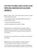 CPH POLICY IN PUBLIC HEALTH ACTUAL EXAM PAPER 2026 QUESTIONS WITH SOLUTIONS GRADED A&plus;