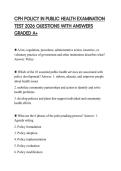 CPH POLICY IN PUBLIC HEALTH EXAMINATION TEST 2026 QUESTIONS WITH ANSWERS GRADED A&plus;