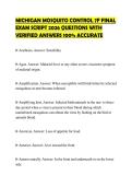MICHIGAN MOSQUITO CONTROL 7F FINAL EXAM SCRIPT 2026 QUESTIONS WITH VERIFIED ANSWERS 100&percnt; ACCURATE