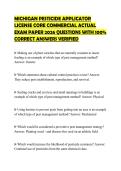 MICHIGAN PESTICIDE APPLICATOR LICENSE CORE COMMERCIAL ACTUAL EXAM PAPER 2026 QUESTIONS WITH 100&percnt; CORRECT ANSWERS VERIFIED