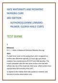 Safe Maternity and Pediatric Nursing Test Bank 2026 &vert; Linnard-Palmer Coats Nursing Test Bank & Maternal-Child NCLEX Questions