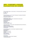 ABPD - SYNDROMES & DISEASES EXAM QUESTIONS AND ANSWERS