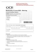 OCR A Level 2025 Computer Science H446&sol;02 &ndash; Algorithms and Programming Question Paper with Official Examiner Mark Scheme &vert; Fully Verified Answers