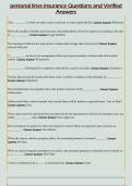 personal lines insurance Questions and Verified  Answers 