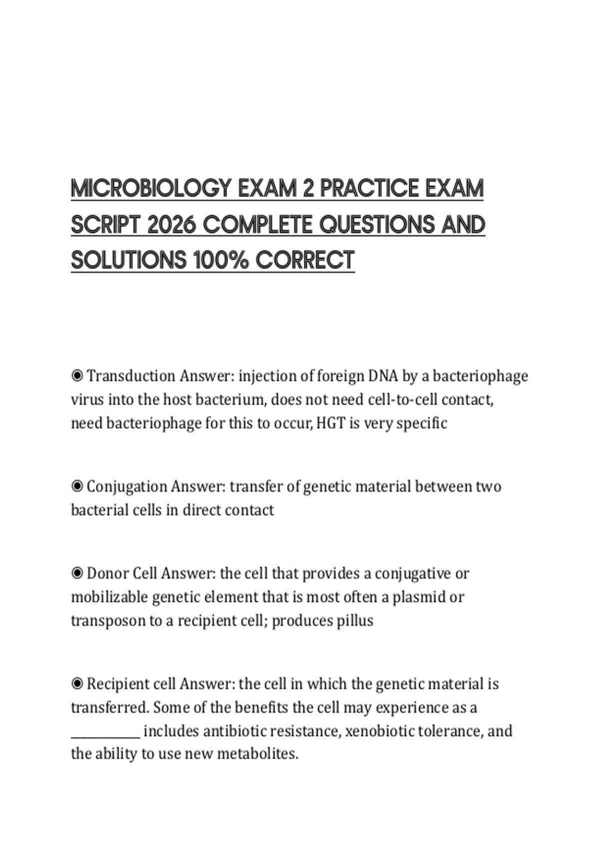 MICROBIOLOGY EXAM 2 PRACTICE EXAM SCRIPT 2026 COMPLETE QUESTIONS AND ...