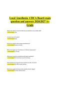 Local Anesthesia &ndash; CDCA Board Exam &vert; Verified Practice Questions & Correct Detailed Answers &vert; 2026&sol;2027 A&plus; Grade