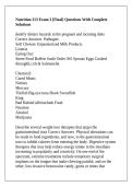 Nutrition 313 Exam 3 &lbrack;Final&rsqb; Questions With Complete Solutions