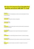 Life-Span Development Final Exam &lpar;StraighterLine&rpar; &vert; Verified Practice Questions & Correct Detailed Answers &vert; 2026&sol;2027 A&plus; Grade