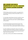 MED-SURGERY HESI EXAM 85 EXAMINATION SET 2026 FULL QUESTIONS AND ACCURATE ANSWERS EXAMPREP PACK