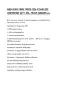MED-SURG FINAL PAPER 2026 COMPLETE QUESTIONS WITH SOLUTIONS GRADED A&plus;