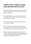 NATIONAL PHYSICAL THERAPY EXAM FINAL STUDY GUIDE 2026 PRACTICE SOLUTION