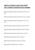 MEDICAL SCIENCES UAMS EXAM SCRIPT 2026 COMPLETE QUESTIONS AND ANSWERS