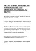 MEDICATION THERAPY MANAGEMENT AND PATIENT-CENTERD CARE GUIDE CERTIFICATION EVALUATION 2026 FULL SOLUTION