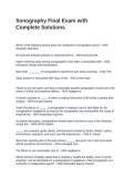 Sonography Final Exam with Complete Solutions