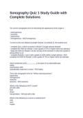 Sonography Quiz 1 Study Guide with Complete Solutions