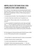 MENTAL HEALTH TEST BANK EXAM 1 2026 COMPLETE STUDY GUIDE GRADED A&plus;